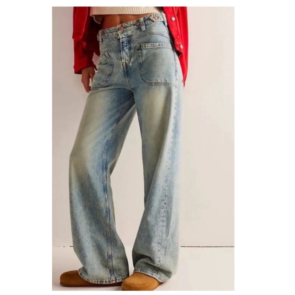 NEW Free People We the Free Palmer Cuffed Baggy Jeans Size 27